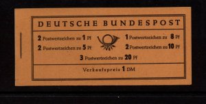 Germany (West) Michel MH4Y 1960 Heuss Stamp Booklet VFMNH CV €90 = $140 cdn.