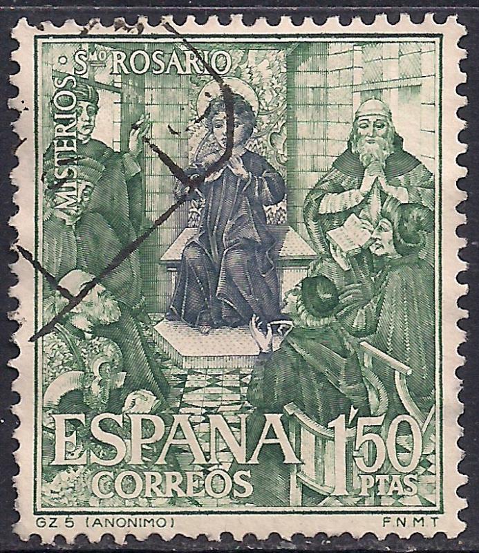 Spain 1'50 ptas Green used stamp ( E1213 )