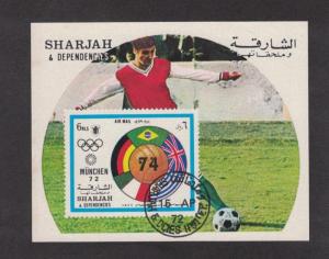 Sharjah - Munich Olympics 1972  Soccer. Souvenir Sheet. Cancelled   #02 SHAHS