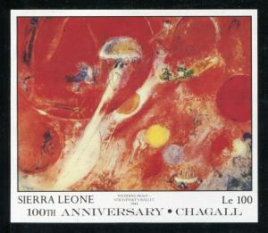 Sierra Leone, MNH 100th Ann of the Birth Marc Chagall Paintings Art 1986. x31743