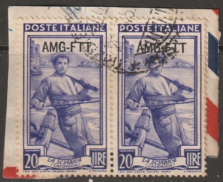 Trieste Zone A 1950 Sc 98 used on piece