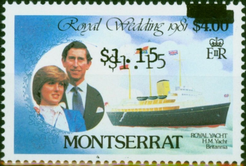 Montserrat 1983 Royal Wedding $1.15 on $4 SG584c 'Opt Double' V.F MNH