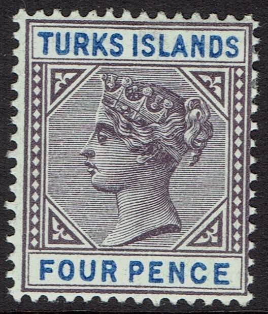 TURKS ISLANDS 1893 QV 4D KEY TYPE
