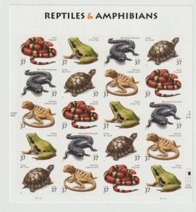 Scott # 3814 - 3818 Reptiles & Amphibians  Sheet of 20 - 2002 M1LH Mark