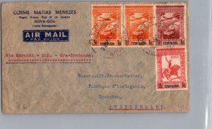 1934 Nova GOA Portuguese India Registered Airmail  Cover to Grenchen Switzerland