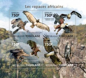 Togo - Birds of Prey of Africa - 4 Stamp  Sheet - 20H-306