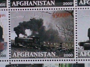 AFGHANISTAN-STAMP-2000 CLASSIC TRAINS  - MNH STAMP SHEET RARE