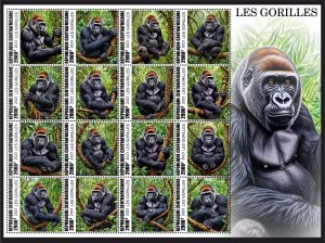 Stamps.Fauna. Gorillas  1 sheet 16 stamps  perforated