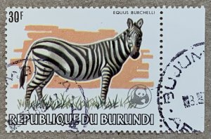 Burundi 1983 30fr Zebra, used.  WWF emblem.  Scott 595a, CV $40.00