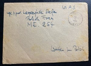 1946 Polish Forces Army POst Office On Active Service Cover