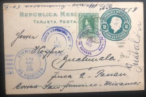 1922 Yucatan Mexico Postal Stationery Postcard cover To Guatemala