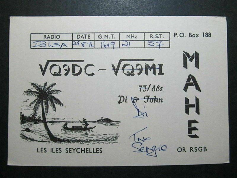 5696 Amateur Radio QSL Card Les Iles Seychelles