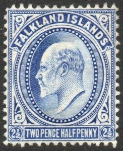 FALKLAND ISLANDS-1904-12 2½d Ultramarine Sg 46 MOUNTED MINT V46450