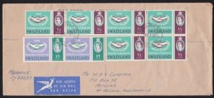 SWAZILAND 1965 ICY values on registered cover Mbabane to  New Zealand......B3622