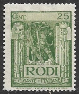 ITALY AEGEAN ISLANDS RHODES GREECE 1932 25c Knight w Imprint Sc 58 MH