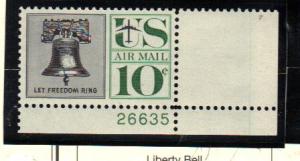 #C57 MNH plate # single 10c Liberty Bell 1960 Issue