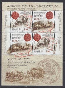 Romania STAMPS 2020 EUROPE CEPT HORSES MNH POSTAL ROUTES BLOCK 2