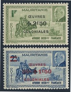 Mauritania B15A-B15B, MNH. Mi 154-155. Caravan, Marshal Petain. Development 1944