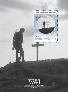 Papua New Guinea 2014- 100th Anniversary of World War I Stamp souvenir sheet MNH