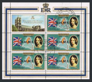 Aitutaki O11,O15 sheets,CTO.Michel D11,D15. Official 1978.Queen Elizabeth.