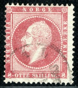 NORWAY Stamp Scott.5 8s Dull Lake (1856) Used 1863 CDS Postmark Cat $65+RGREEN30