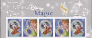 US 4195a Disney Magic 41c header strip 5 MNH 2007