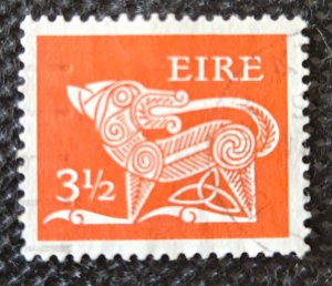 Ireland, 1971-75, Celtic Dog design, #296, orange 3 1/2p, used, SCV$0.25