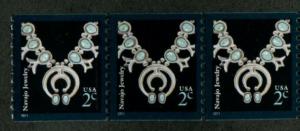 US Stamp #3758B MNH Navajo Necklace Coil Strip of 3