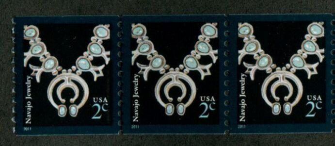 US Stamp #3758B MNH Navajo Necklace Coil Strip of 3