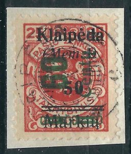 Memel N90 var Mi 233 PF VIII Used SOTN O/P VF 1923 MCV €2400