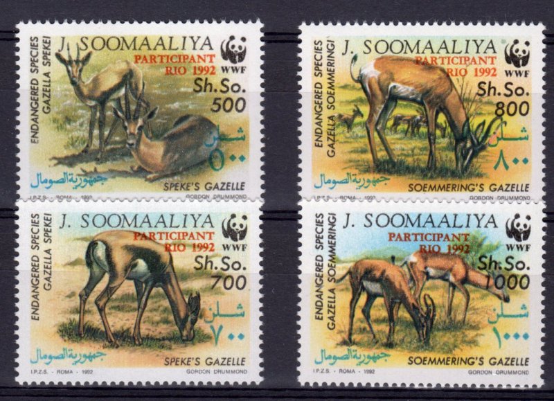 Somalia 1992 Sc#629/632 WWF Gazelles Set (4) ovpt.Orange MNH