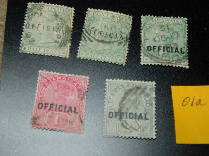 JAMAICA OFFICIALS, SCOTT# 01A, 01, 02, 03, 04, ALL USED