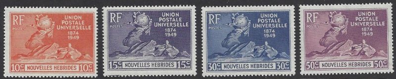 New Hebrides, French #79-82 MNH set, UPU 75th anniversary issue, issued 1949