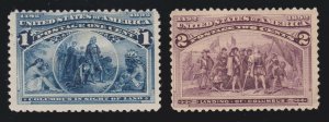 US 230-231 1c & 2c Columbian Exposition Mint Fine OG H SCV $26.50