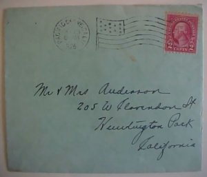 US RARE  1926 FLAG CANCEL PACIFIC GROVE, CALIFORNIA