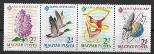 1964 Hungary B242a Stamp Day MNH strip  of 4