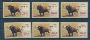 ISRAEL 2024 ANIMALS OF BIBLE-CATTLE-ATM LABEL MACHINE # 001 POS /SERVICE SET MNH