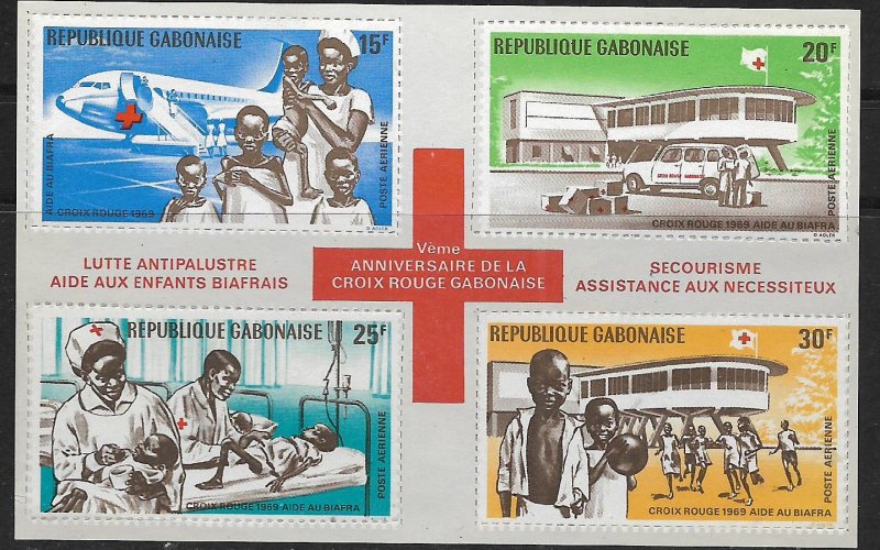 GABON   C89a    MNH   RED CROSS SOUVENIR SHEET, FOOTNOTE