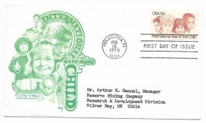 US 1772 15c Year of the Child on FDC Marg Cachet w/ enclosure ECV $12.50