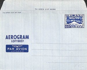 Iceland 1949, Aerogramme 60A, Unused Postal Stationery