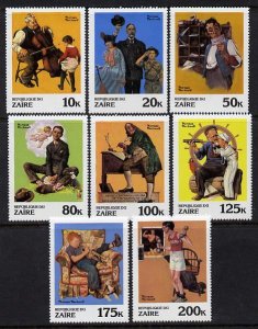 ZAIRE - 1981 - Norman Rockwell Paintings - Perf 8v Set - Mint Never Hinged