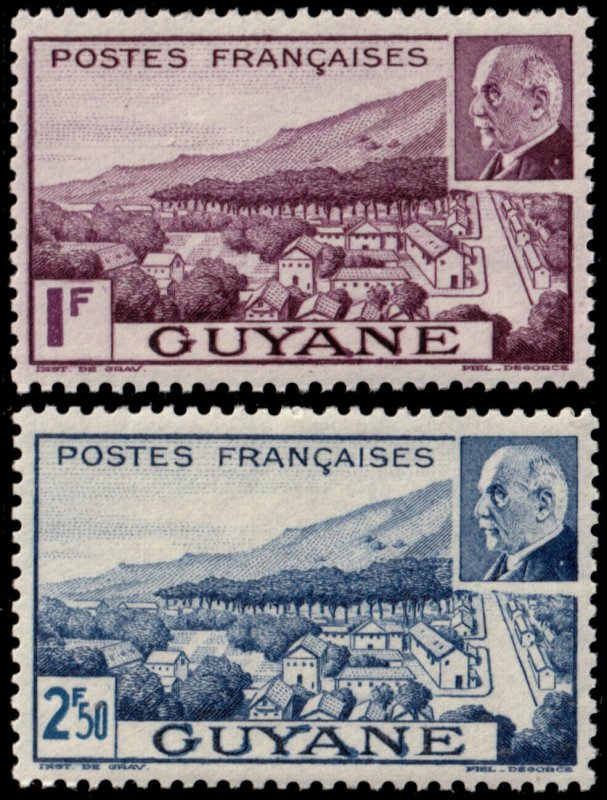 ✔️ VICHY FRANCE GUYANA 1941 - PETAIN & CAYENNE VIEW - Sc 170A+B MNH ** [03P6]