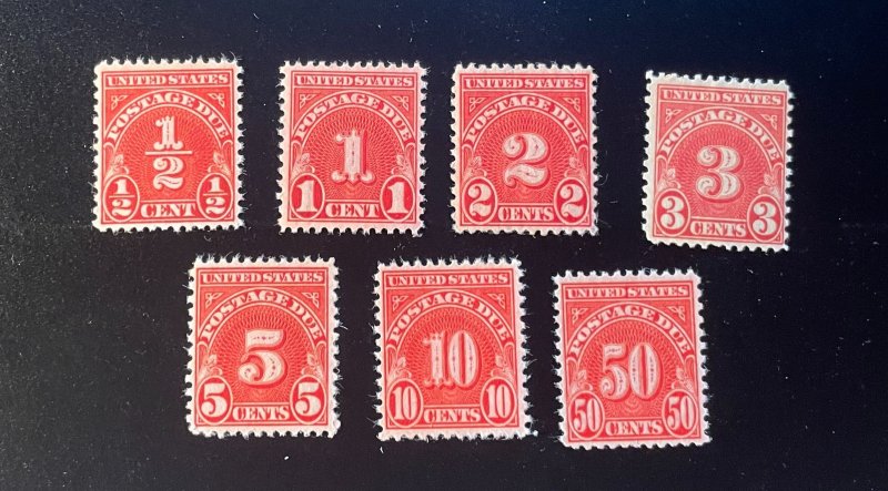 US Postage Due Stamps #J79-#J84, and #J86, Mint Never Hinged