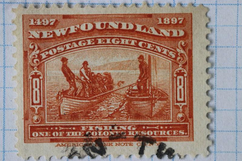 Newfoundland sc#67 8c 1897 used light cancel jumbo margins  extra fine