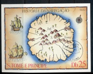 Sao Tome et Principe 1979 History of Navigation, Map MS CTO