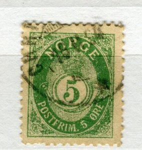 NORWAY; 1890-93 early 'ore' issue fine used Shade of 5ore. value