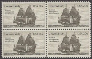 1983 Concord 1683 Block Of 4 20c Postage Stamps, Sc# 2040, MNH, OG