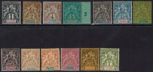 FRENCH ANJOUAN 1892 PEACE AND COMMERCE SET