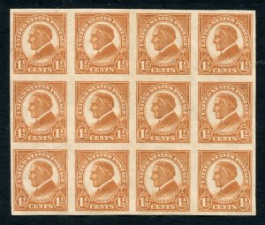 #576  1 1/2 cent Harding   block of 12, Unused NG ⭐⭐⭐⭐⭐⭐