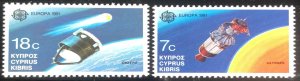 SKV)1991 GREEK CYPRUS, Europa. Europe and Space: Giotto, Ulysses, (2), mint,